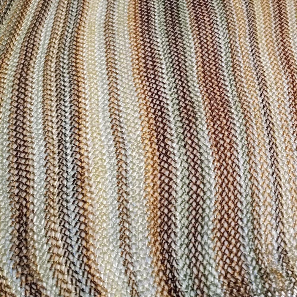 Cejon Striped Woven Oblong Fringed Scarf